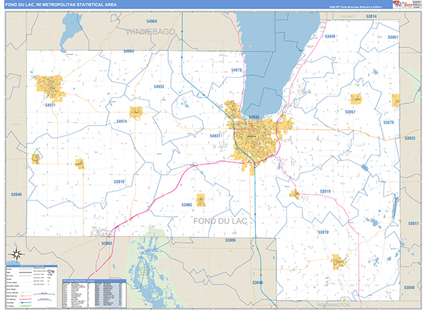 Fond du Lac Metro Area Wall Map